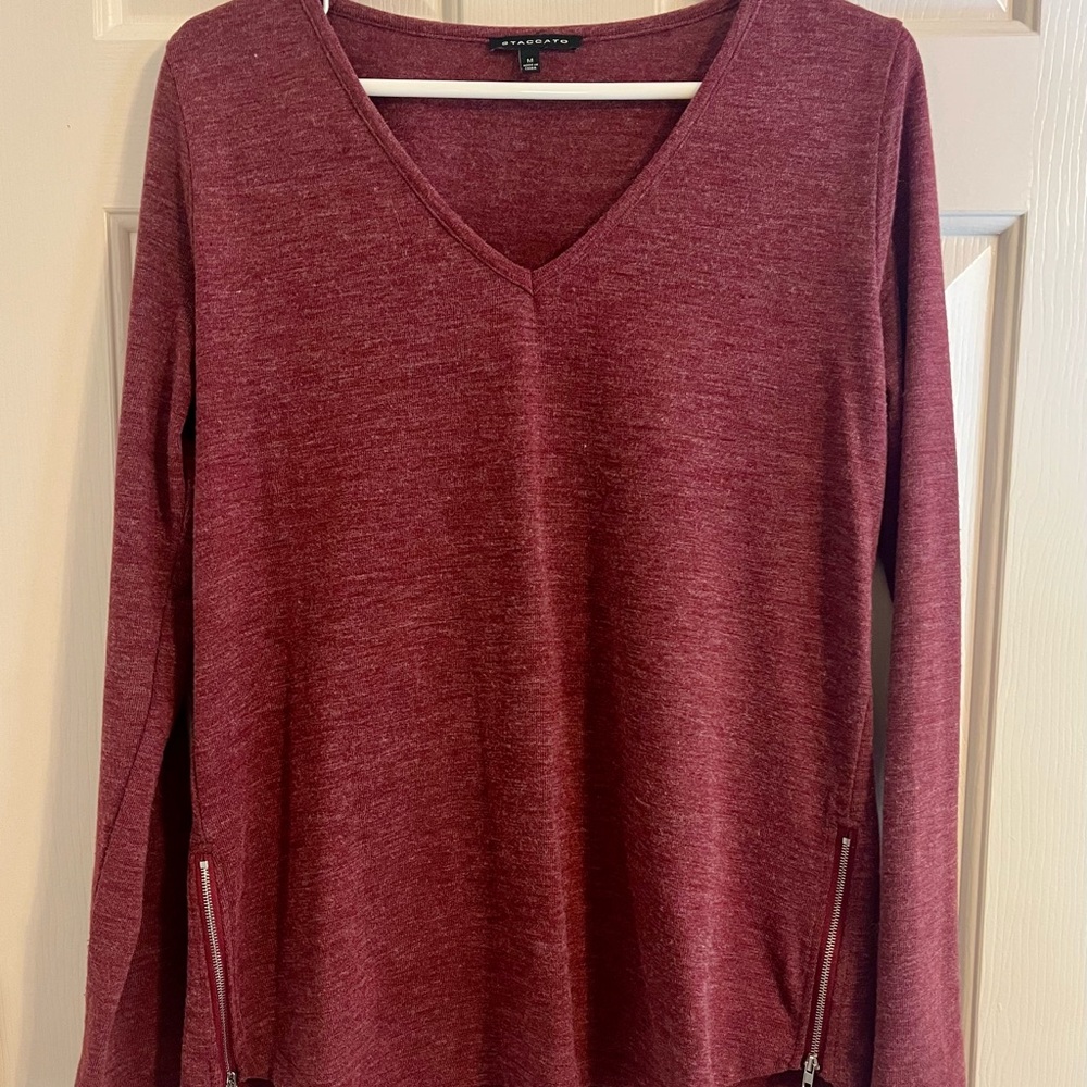 Burgundy V-Neck Sweater